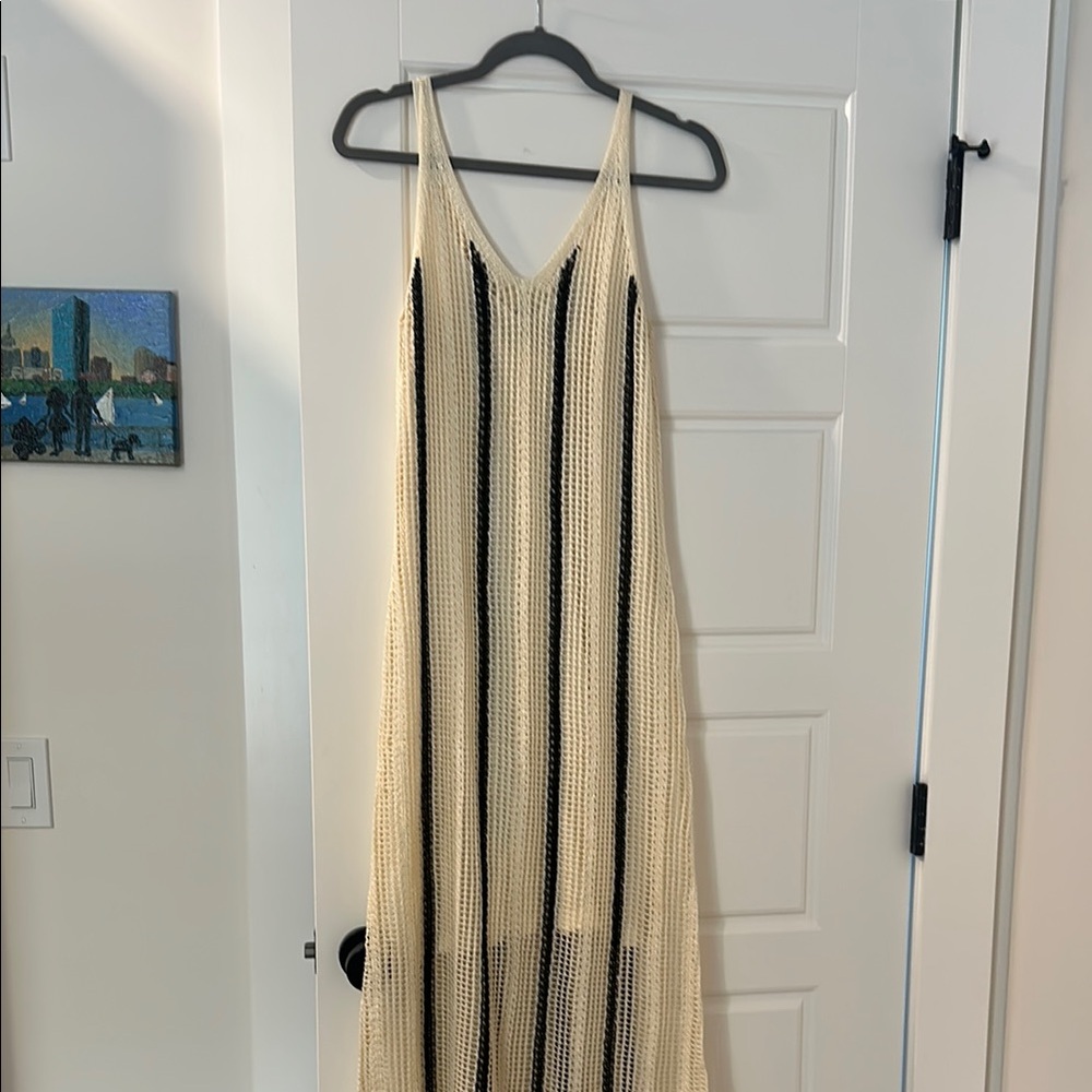 A New Day Cream and Black Spaghetti Strap Maxi Dress